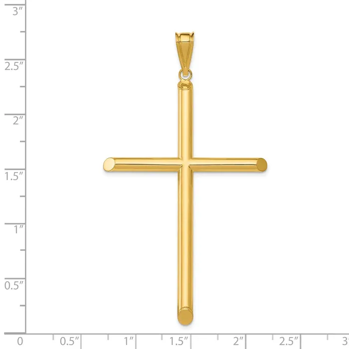 Goldia 14k Yellow Gold Polished Tube Cross Pendant Necklaces