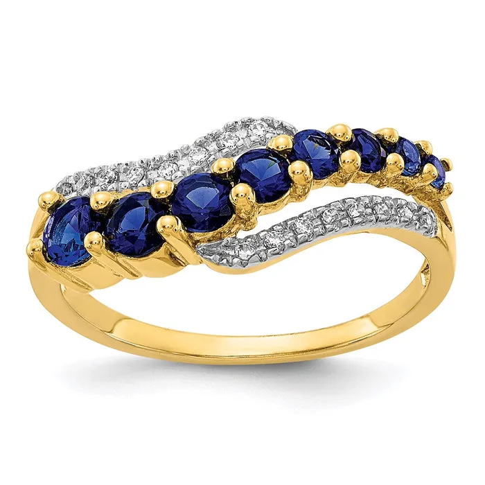 Goldia 14k Yellow Gold wRhodium Created Ceylon SapphCreated SapphDiamond Ring Rings Goldia 14k Yellow Gold wRhodium Created Ceylon SapphCreated SapphDiamond Ring Rings