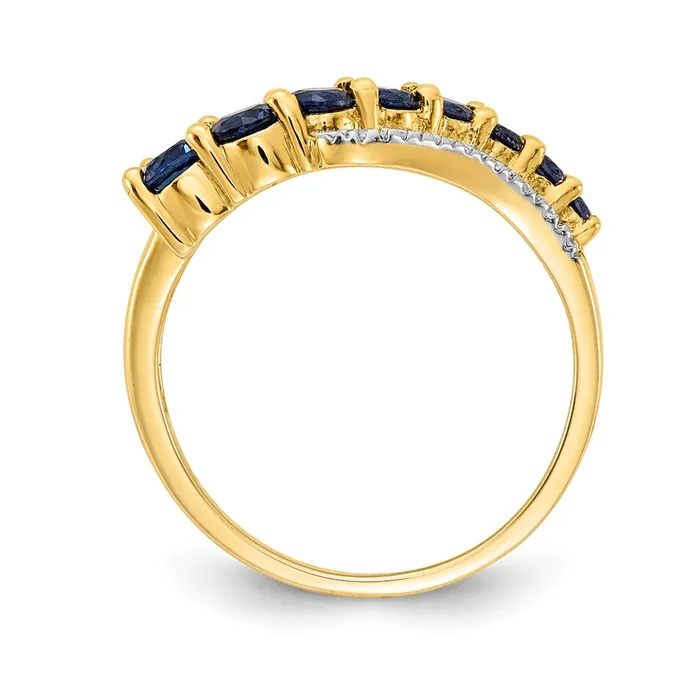 Goldia 14k Yellow Gold wRhodium Created Ceylon SapphCreated SapphDiamond Ring Rings