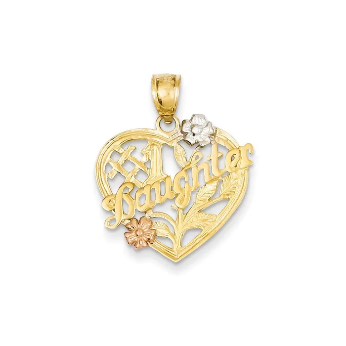 Goldia 14k Yellow Gold Yellow Rose Gold wRhodium 1 Daughter in Heart Pendant Necklaces Goldia 14k Yellow Gold Yellow Rose Gold wRhodium 1 Daughter in Heart Pendant Necklaces