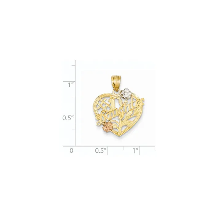Goldia 14k Yellow Gold Yellow Rose Gold wRhodium 1 Daughter in Heart Pendant Necklaces
