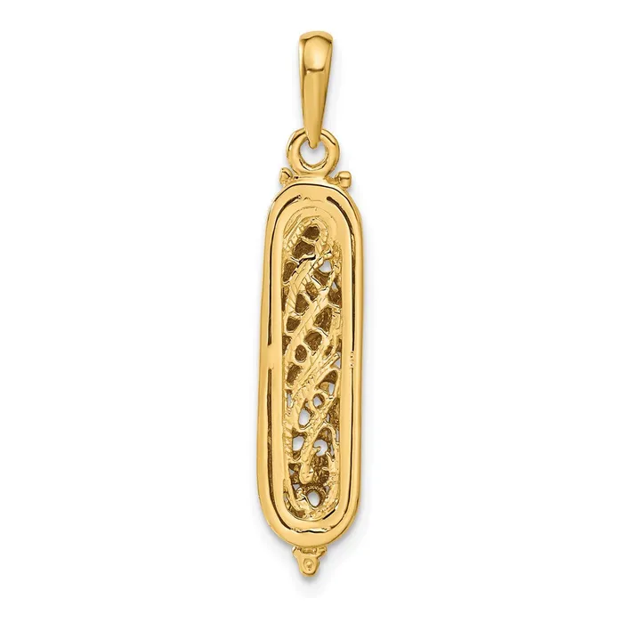 Goldia 14k Yellow Rhodium Gold w White Rhodium 3D Mezuzah WShin Charm Charm Necklaces