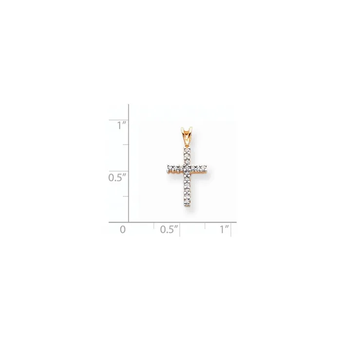 Goldia 14k Yellow u0026 Rhodium Gold u0026 Rhodium Diamond Latin Cross Pendant Necklaces