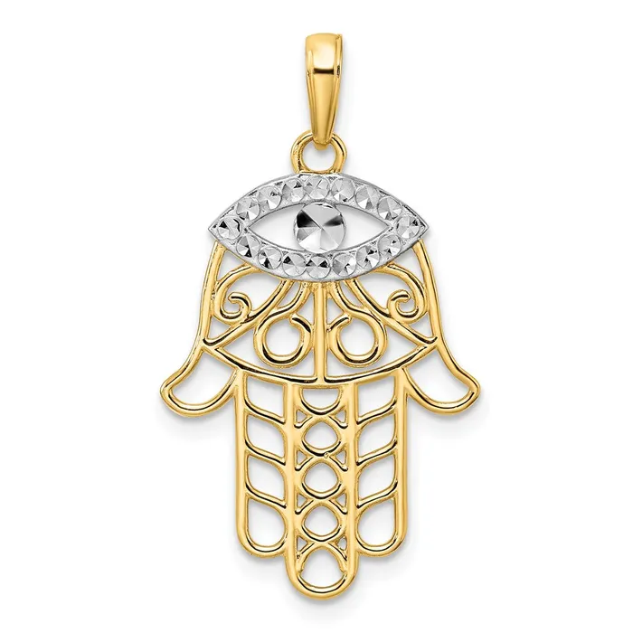 Goldia 14k Yellow u0026 Rhodium Gold u0026 White Rhodium DC Evil Eye Hamsa Pendant Necklaces Goldia 14k Yellow u0026 Rhodium Gold u0026 White Rhodium DC Evil Eye Hamsa Pendant Necklaces