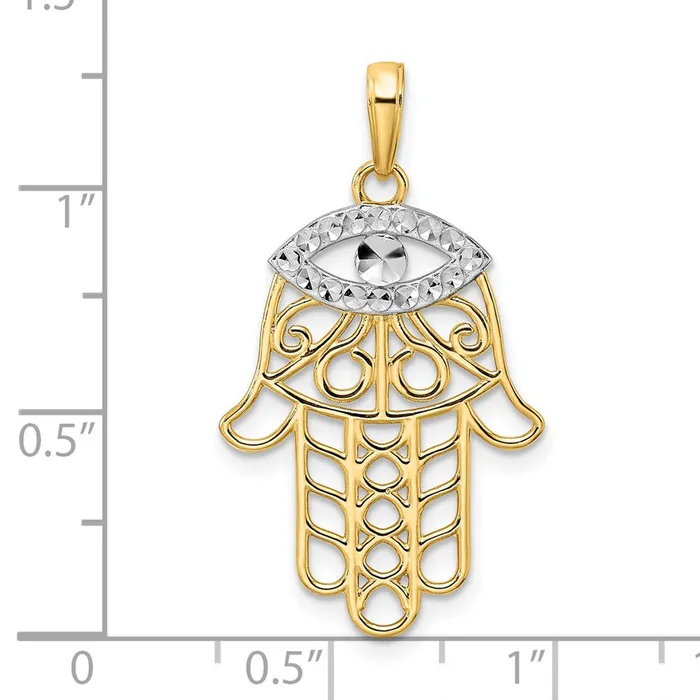 Goldia 14k Yellow u0026 Rhodium Gold u0026 White Rhodium DC Evil Eye Hamsa Pendant Necklaces