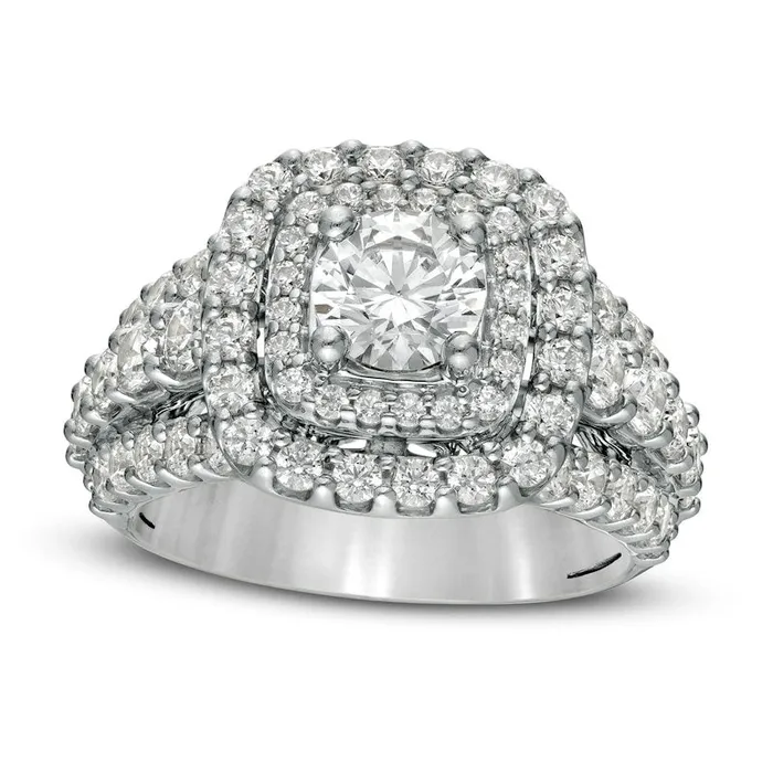 Goldia 30 CT TW Natural Diamond Double Cushion Frame MultiRow Engagement Ring in Solid 14K White Gold Rings Goldia 30 CT TW Natural Diamond Double Cushion Frame MultiRow Engagement Ring in Solid 14K White Gold Rings