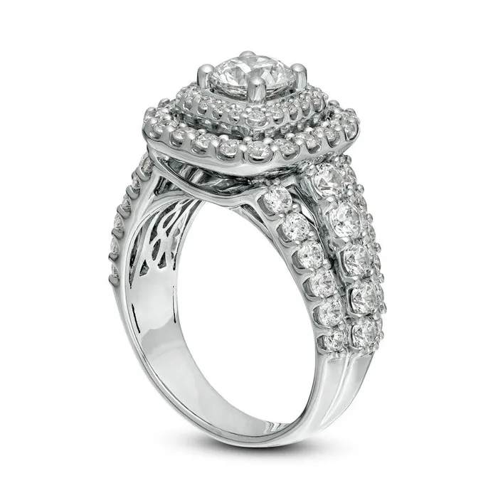 Goldia 30 CT TW Natural Diamond Double Cushion Frame MultiRow Engagement Ring in Solid 14K White Gold Rings Goldia 30 CT TW Natural Diamond Double Cushion Frame MultiRow Engagement Ring in Solid 14K White Gold Rings