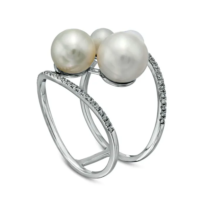 Goldia 4585mm Cultured Freshwater Pearl and LabCreated White Sapphire Cluster Open Shank Ring in Solid 10K White Gold Size 7 Rings Goldia 4585mm Cultured Freshwater Pearl and LabCreated White Sapphire Cluster Open Shank Ring in Solid 10K White Gold Size 7 Rings