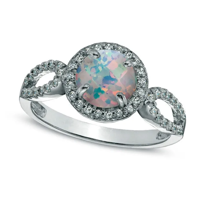 Goldia 70mm LabCreated Opal and White Sapphire Ring in Sterling Silver Rings Goldia 70mm LabCreated Opal and White Sapphire Ring in Sterling Silver Rings