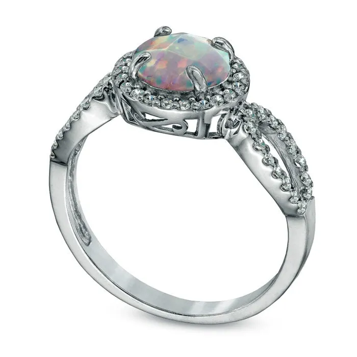 Goldia 70mm LabCreated Opal and White Sapphire Ring in Sterling Silver Rings Goldia 70mm LabCreated Opal and White Sapphire Ring in Sterling Silver Rings