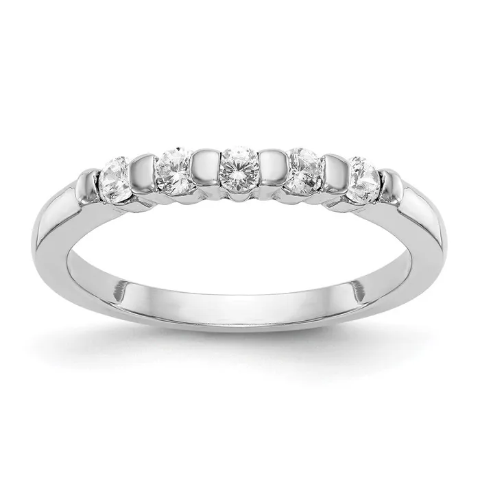 goldiaca 14K White Gold 5Stone Real Diamond Band Rings