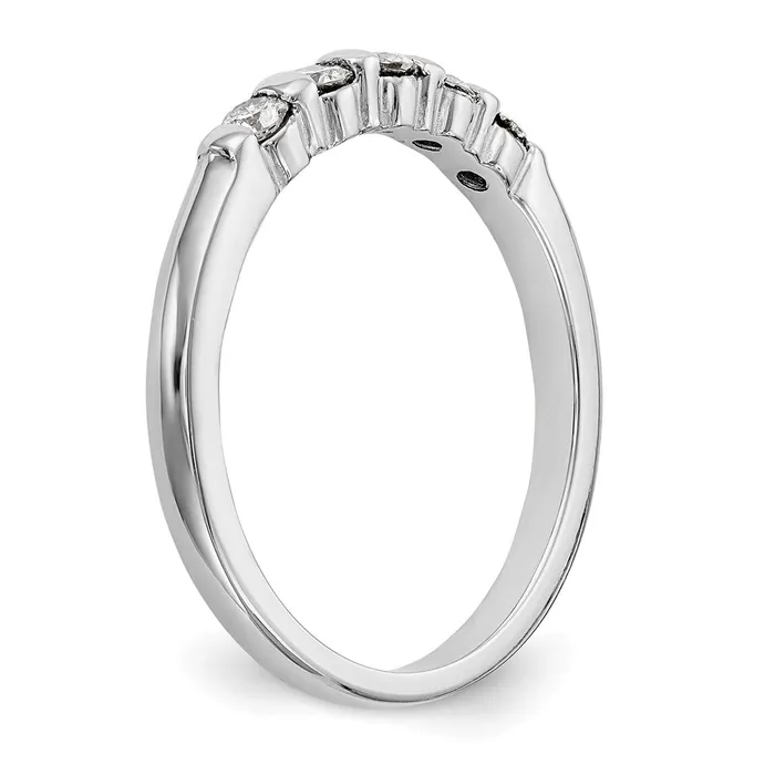 goldiaca 14K White Gold 5Stone Real Diamond Band Rings