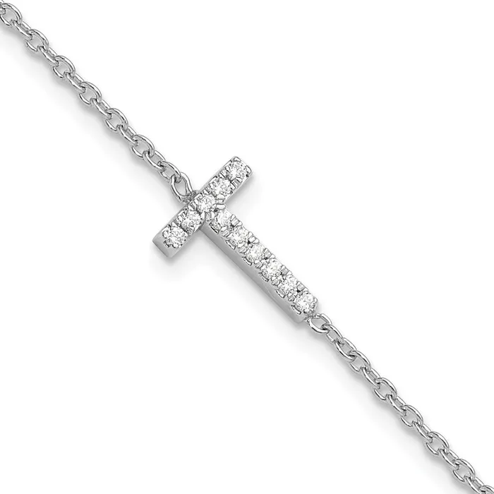 goldiaca Bracelets 14KW Natural Diamond Sideways Letter T w 1in ext Bracelet goldiaca Bracelets 14KW Natural Diamond Sideways Letter T w 1in ext Bracelet