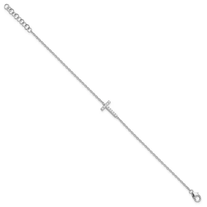 goldiaca Bracelets 14KW Natural Diamond Sideways Letter T w 1in ext Bracelet