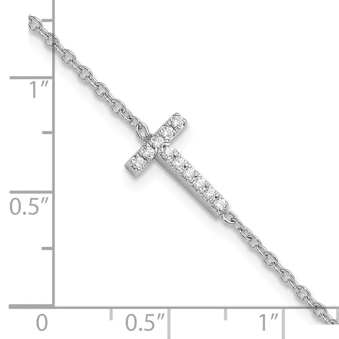goldiaca Bracelets 14KW Natural Diamond Sideways Letter T w 1in ext Bracelet