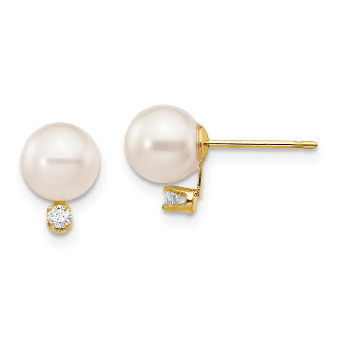 goldiaca Earrings 14k 6 7mm White Round Saltwater Akoya Cultured Pearl Diamond Post Earrings goldiaca Earrings 14k 6 7mm White Round Saltwater Akoya Cultured Pearl Diamond Post Earrings