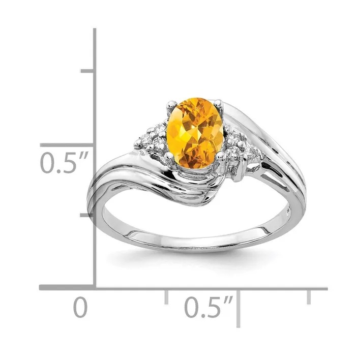 goldiaca Rings 14k White Gold 7x5mm Oval Citrine AAA Real Diamond ring
