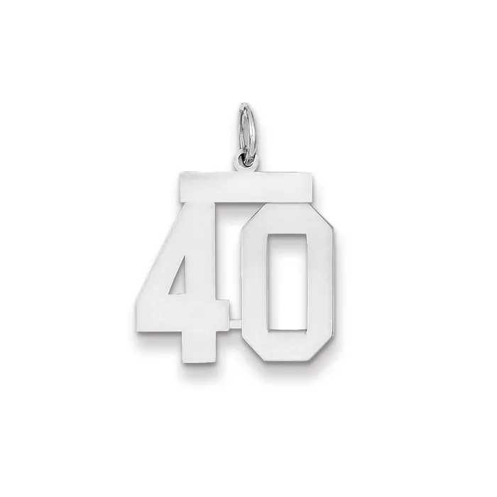 Goldia Charm Necklaces 14k White Gold WG Medium Polished Number 40 Charm