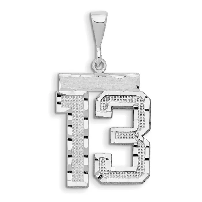 Goldia Charm Necklaces 14k White Goldw Small Brushed Diamondcut Number 13 Charm Goldia Charm Necklaces 14k White Goldw Small Brushed Diamondcut Number 13 Charm