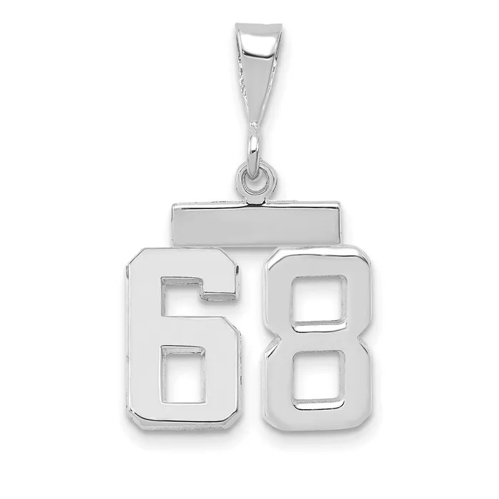 Goldia Charm Necklaces 14k White Goldw Small Polished Number 68 Charm