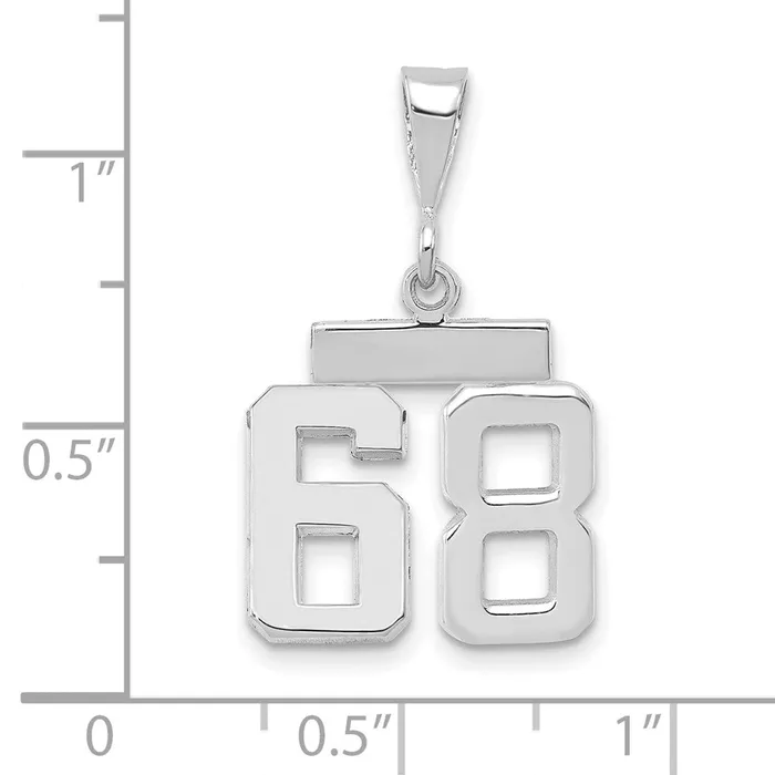 Goldia Charm Necklaces 14k White Goldw Small Polished Number 68 Charm