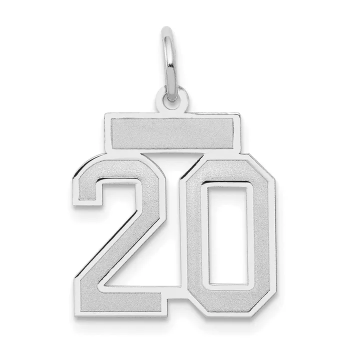 Goldia Charm Necklaces 14k White Goldw Small Satin Number 20 Charm