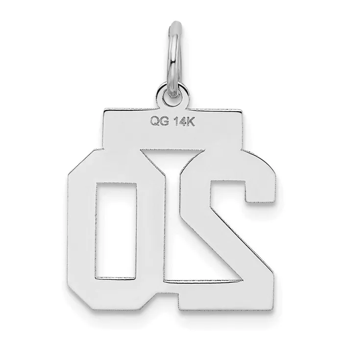 Goldia Charm Necklaces 14k White Goldw Small Satin Number 20 Charm