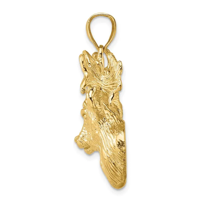 Goldia Charm Necklaces 14k Yellow Gold 2D Textured Deer Head Charm