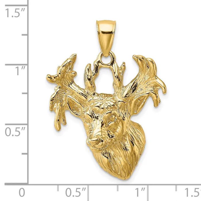 Goldia Charm Necklaces 14k Yellow Gold 2D Textured Deer Head Charm
