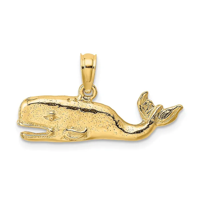 Goldia Charm Necklaces 14k Yellow Gold 2D Textured Whale Charm
