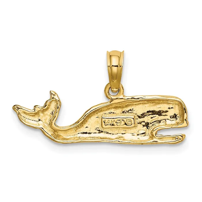 Goldia Charm Necklaces 14k Yellow Gold 2D Textured Whale Charm