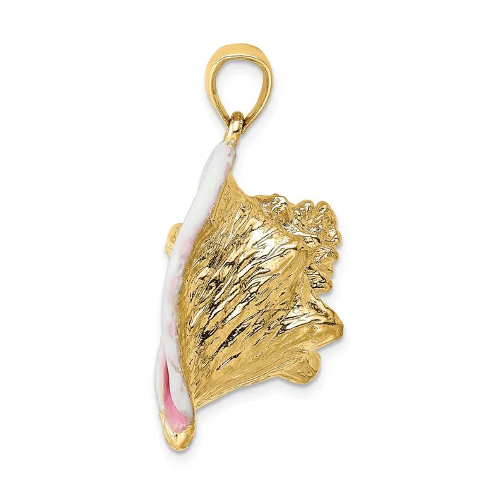 Goldia Charm Necklaces 14k Yellow Gold 3D Enamel Large Conch Shell Charm