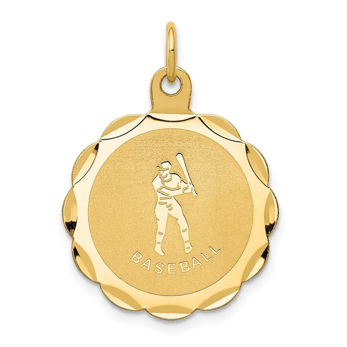 Goldia Charm Necklaces 14k Yellow Gold Baseball Disc Charm