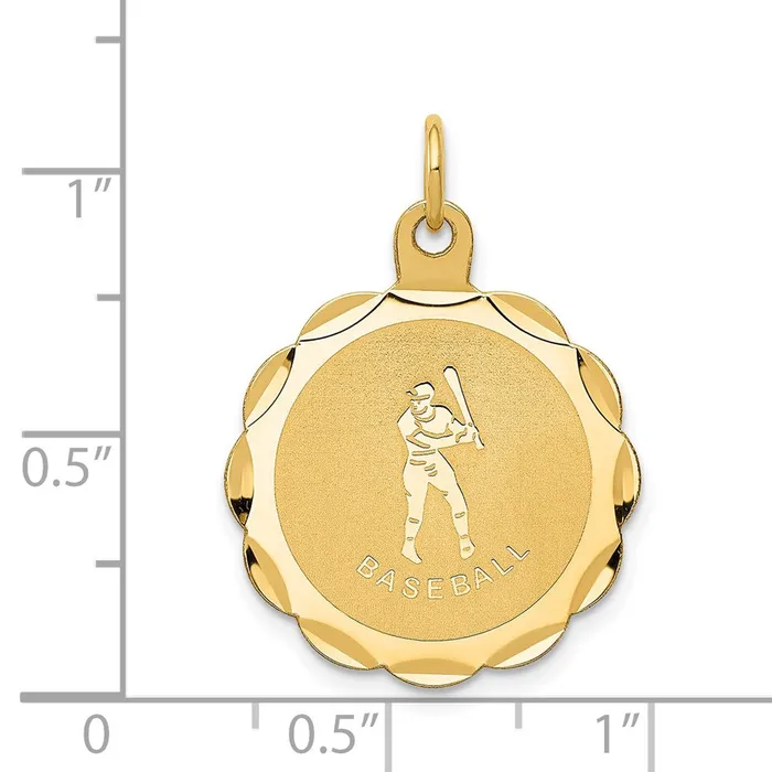 Goldia Charm Necklaces 14k Yellow Gold Baseball Disc Charm
