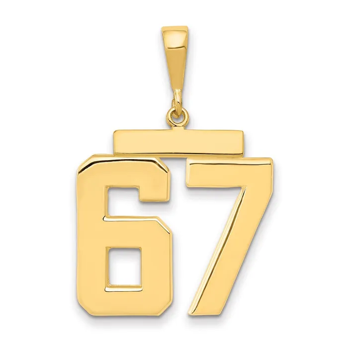 Goldia Charm Necklaces 14k Yellow Gold Large Polished Number 67 Charm