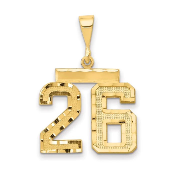 Goldia Charm Necklaces 14k Yellow Gold Medium Diamondcut Number 26 Charm