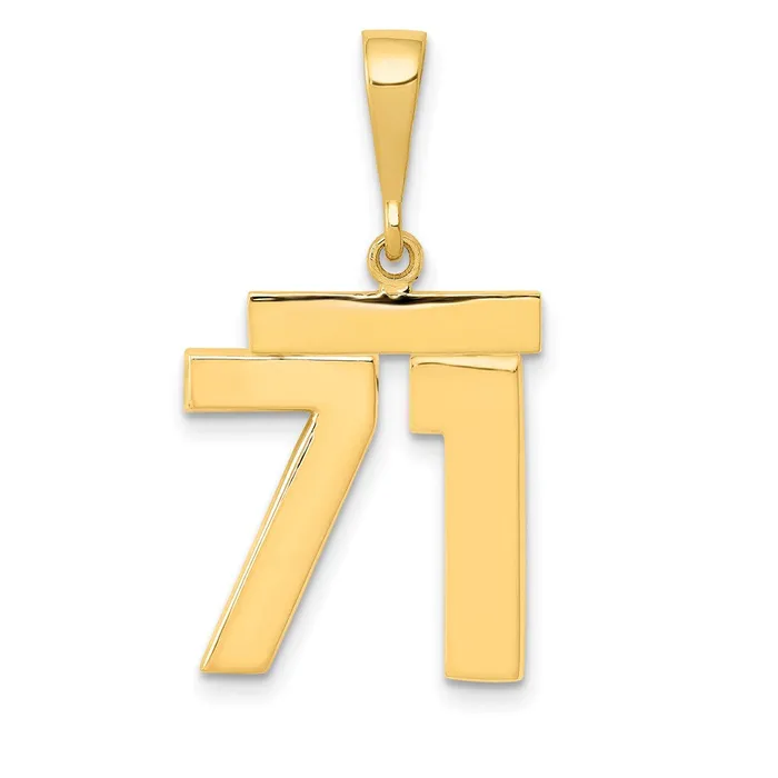 Goldia Charm Necklaces 14k Yellow Gold Medium Polished Number 71 Charm
