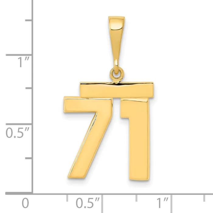 Goldia Charm Necklaces 14k Yellow Gold Medium Polished Number 71 Charm