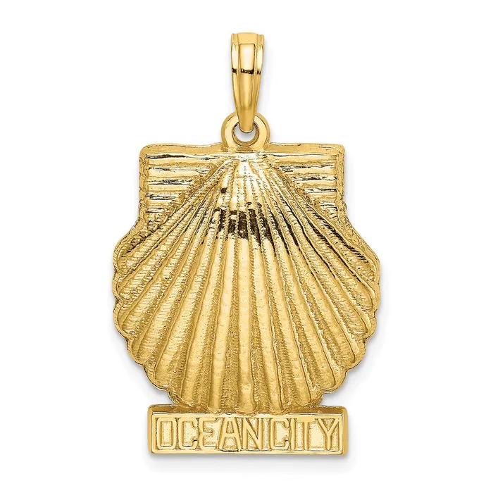 Goldia Charm Necklaces 14k Yellow Gold OCEAN CITY Scallop Shell Charm