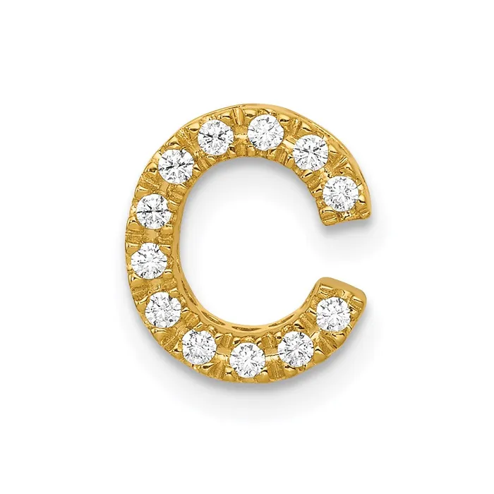 Goldia Charm Necklaces 14K Yellow Gold Real Diamond Letter C Initial Charm