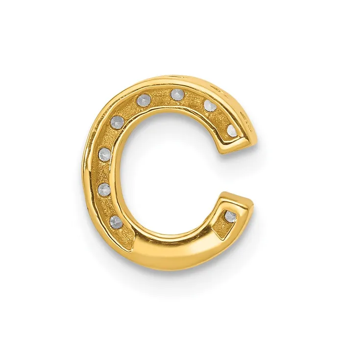 Goldia Charm Necklaces 14K Yellow Gold Real Diamond Letter C Initial Charm