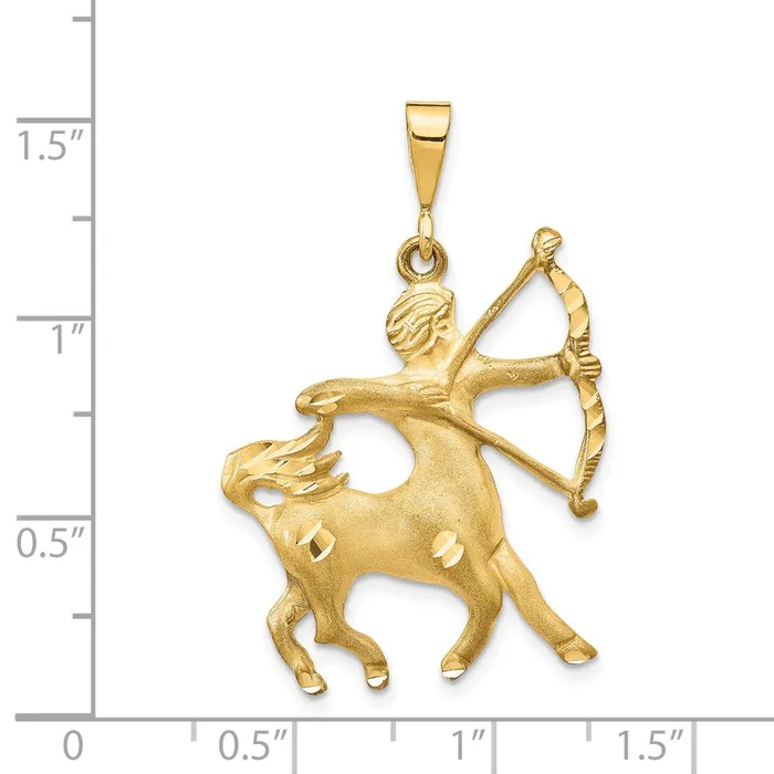 Goldia Charm Necklaces 14k Yellow Gold Satin Diamondcut Sagittarius Zodiac Charm