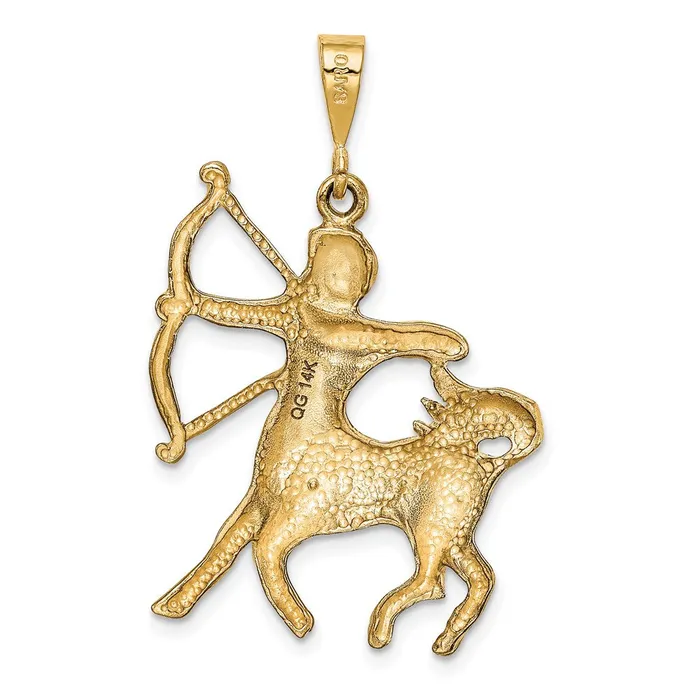 Goldia Charm Necklaces 14k Yellow Gold Satin Diamondcut Sagittarius Zodiac Charm