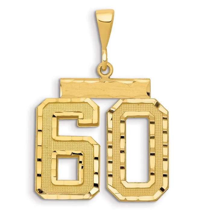 Goldia Charm Necklaces 14k Yellow Gold Small Brushed Diamondcut Number 60 Charm Goldia Charm Necklaces 14k Yellow Gold Small Brushed Diamondcut Number 60 Charm