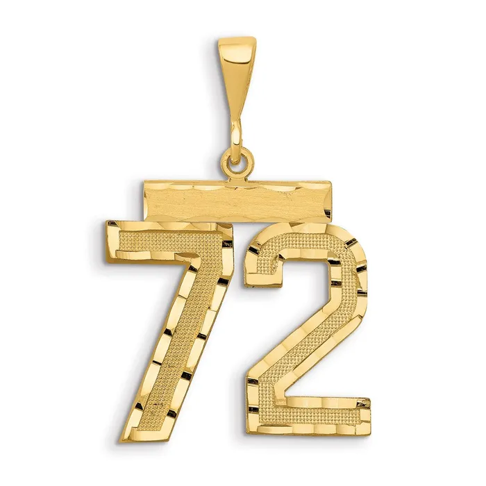 Goldia Charm Necklaces 14k Yellow Gold Small Brushed Diamondcut Number 72 Charm Goldia Charm Necklaces 14k Yellow Gold Small Brushed Diamondcut Number 72 Charm