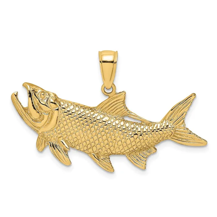 Goldia Charm Necklaces 14k Yellow Gold Tarpon Fish wOpen Mouth Charm