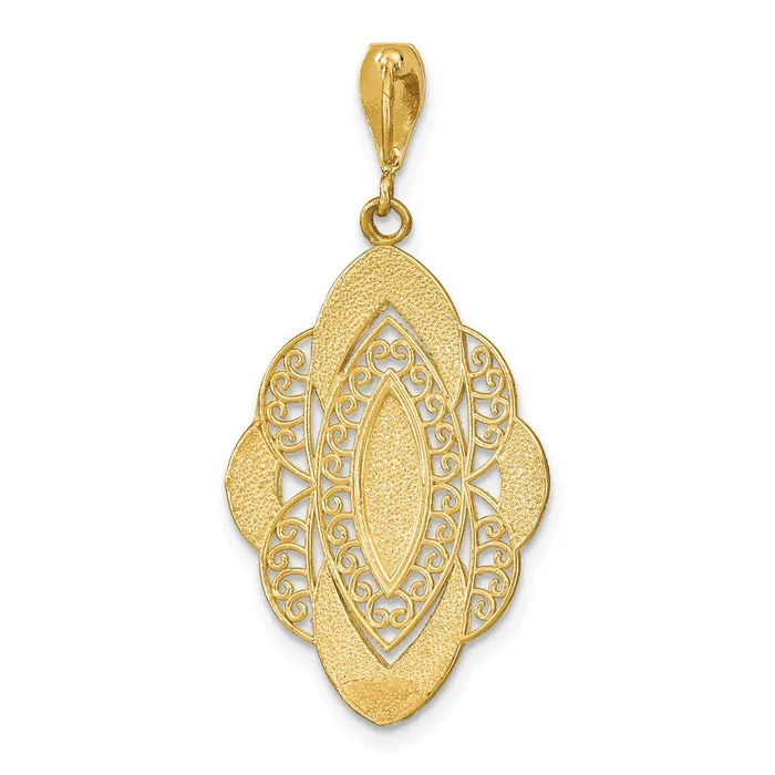 Goldia Charm Necklaces 14k Yellow u0026 Rhodium Gold wRhodium DC Filigree Oval Charm