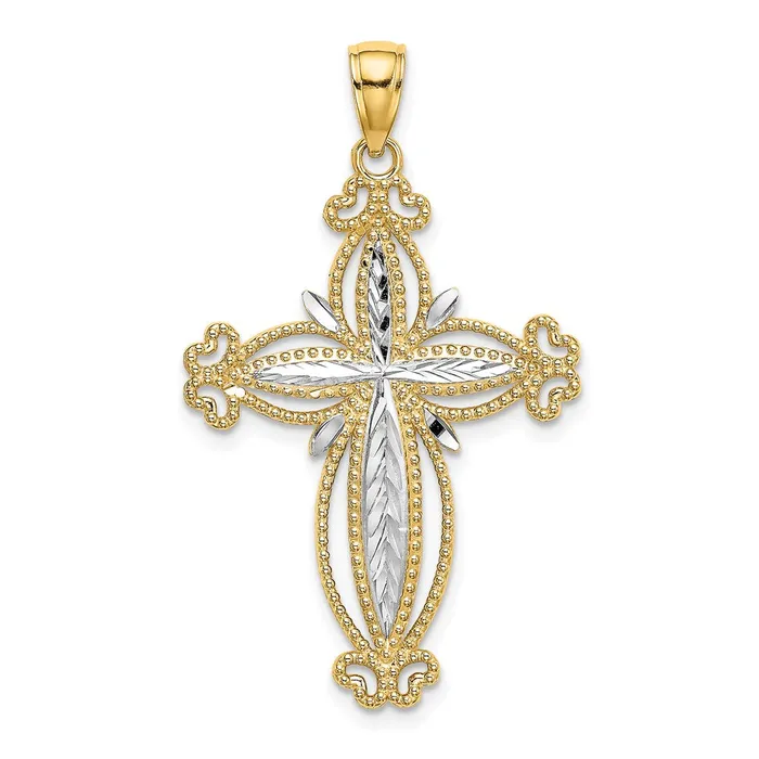Goldia Charm Necklaces 14k Yellow u0026 Rhodium Gold W Rhodium DC Puffed Cross Charm Goldia Charm Necklaces 14k Yellow u0026 Rhodium Gold W Rhodium DC Puffed Cross Charm