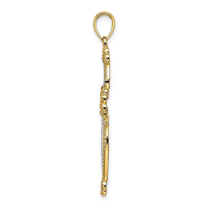 Goldia Charm Necklaces 14k Yellow u0026 Rhodium Gold W Rhodium DC Puffed Cross Charm