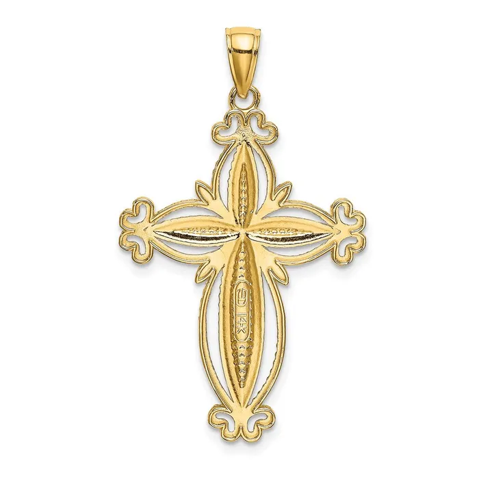 Goldia Charm Necklaces 14k Yellow u0026 Rhodium Gold W Rhodium DC Puffed Cross Charm